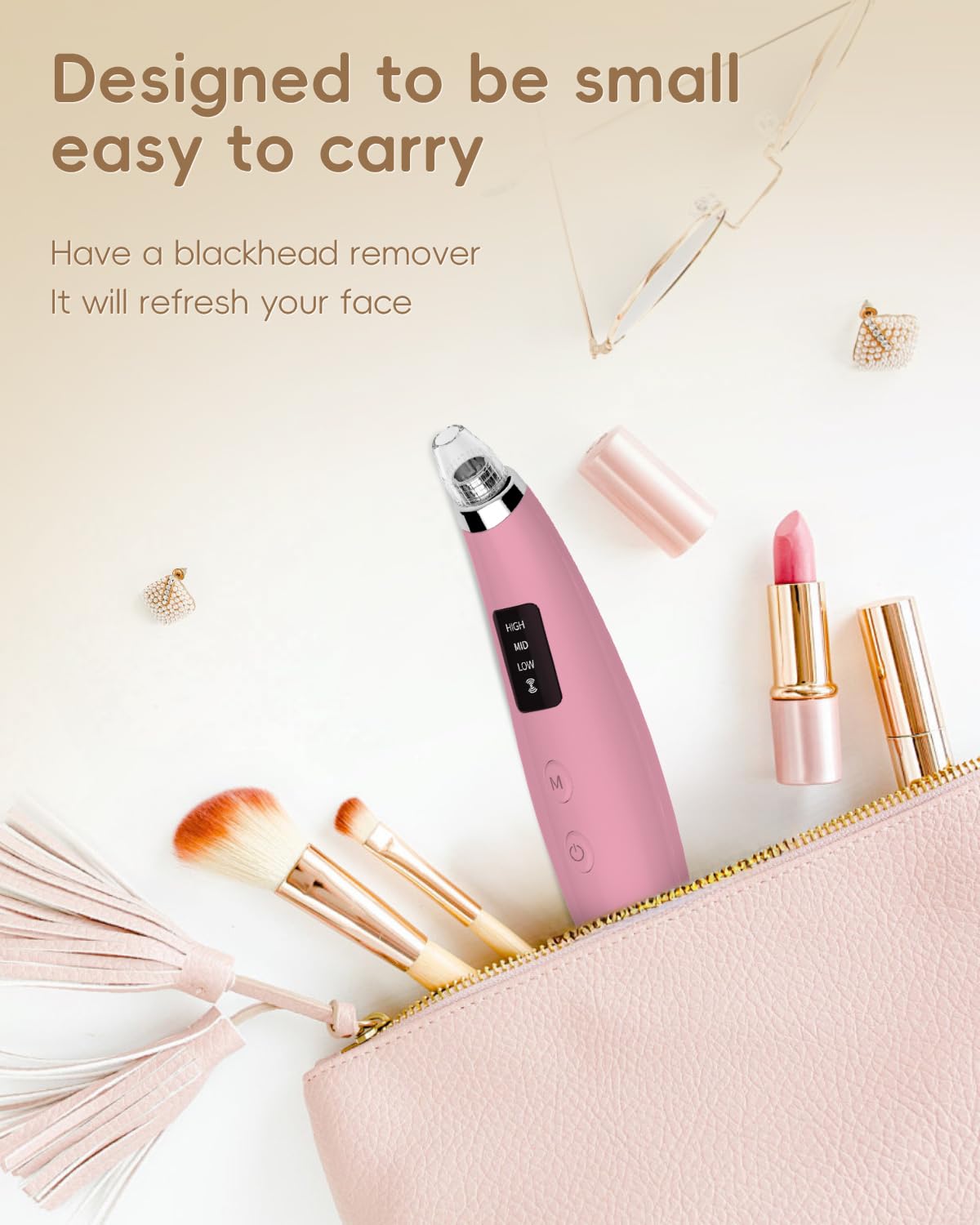 FLYMOOO matte pink housing adds stylish appeal to skincare routine.