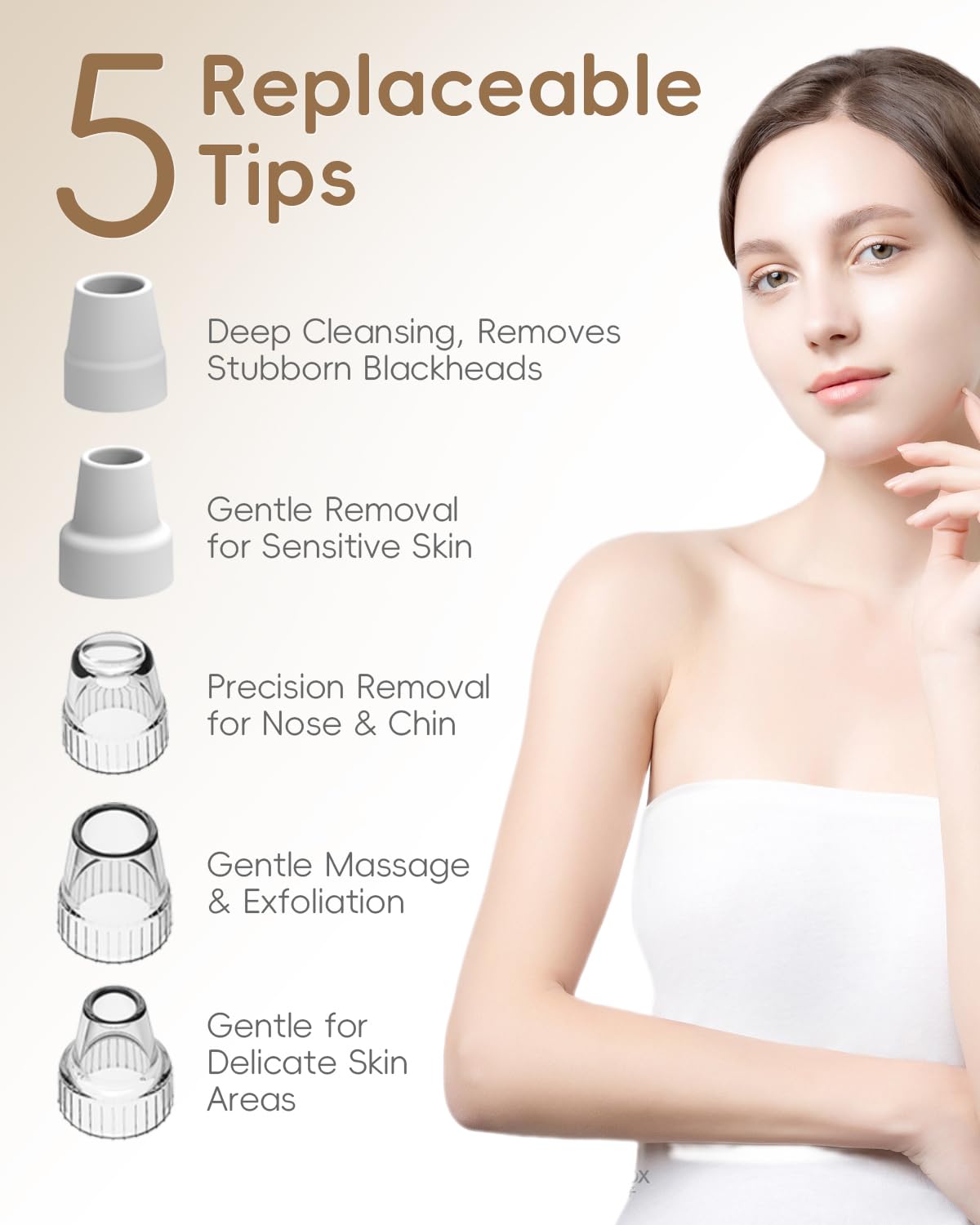 FLYMOOO blackhead vacuum attachments close-up highlighting versatile skincare solutions.