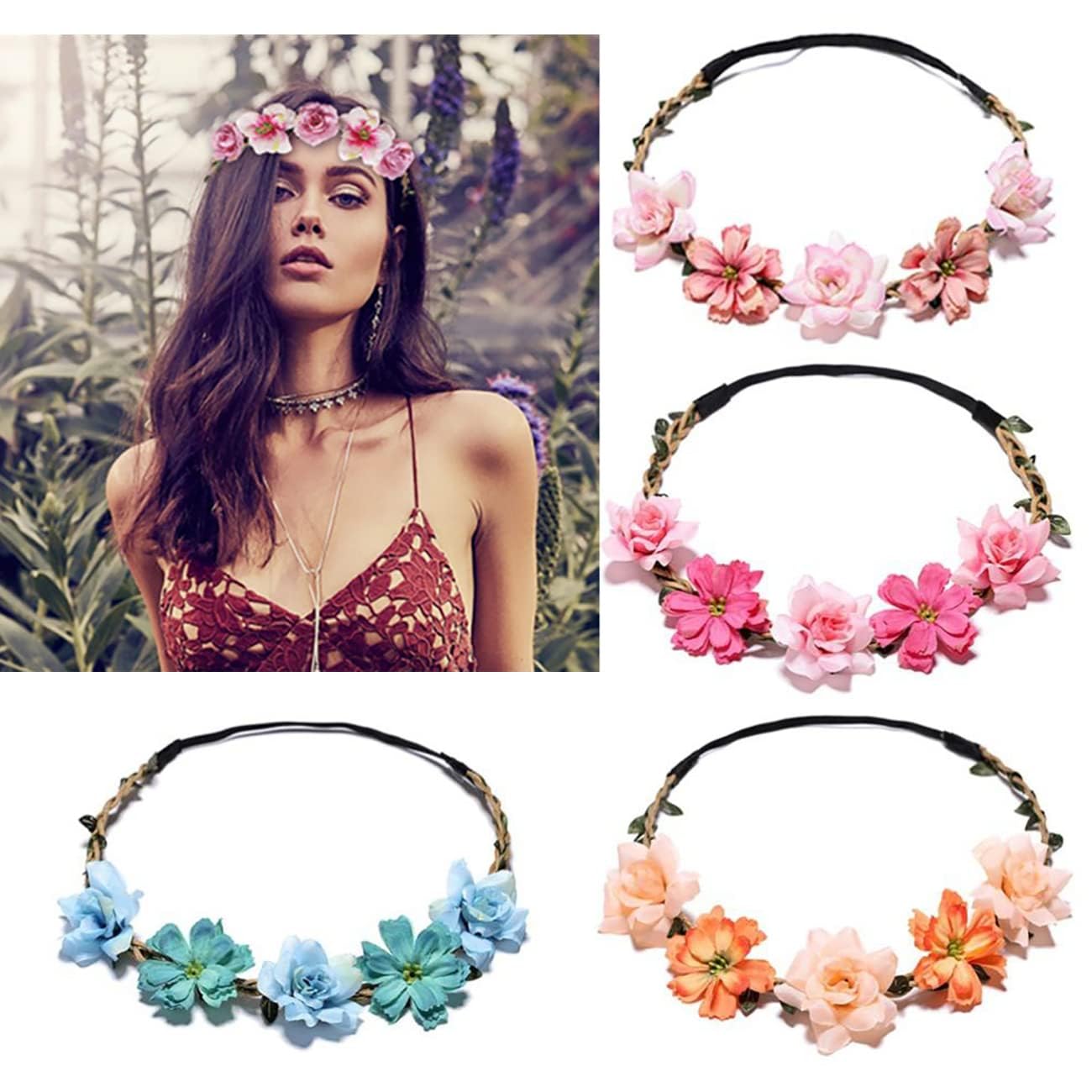 Corona floral para boda Flyouthe añade un toque romántico y elegante.