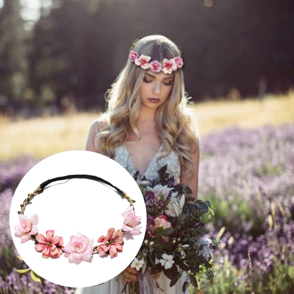 Coronas florales Flyouthe en colores vivos, perfectas para celebraciones y looks festivos.