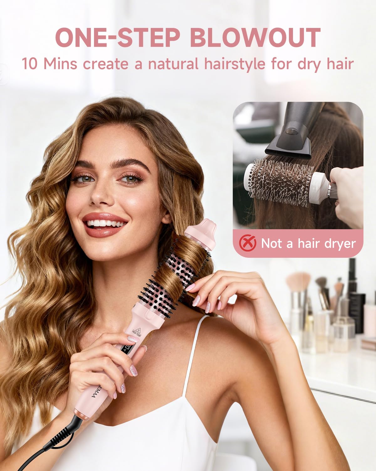 FLYZEMAA pink bristles, snag-free styling with reduced frizz