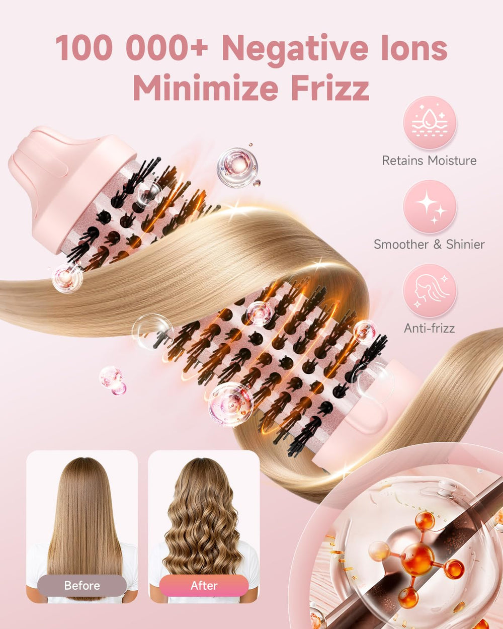FLYZEMAA pink dual voltage brush, travel-ready styling anywhere