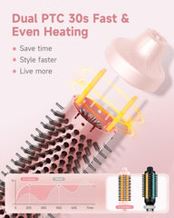 FLYZEMAA pink brush with LCD heat settings for precise styling
