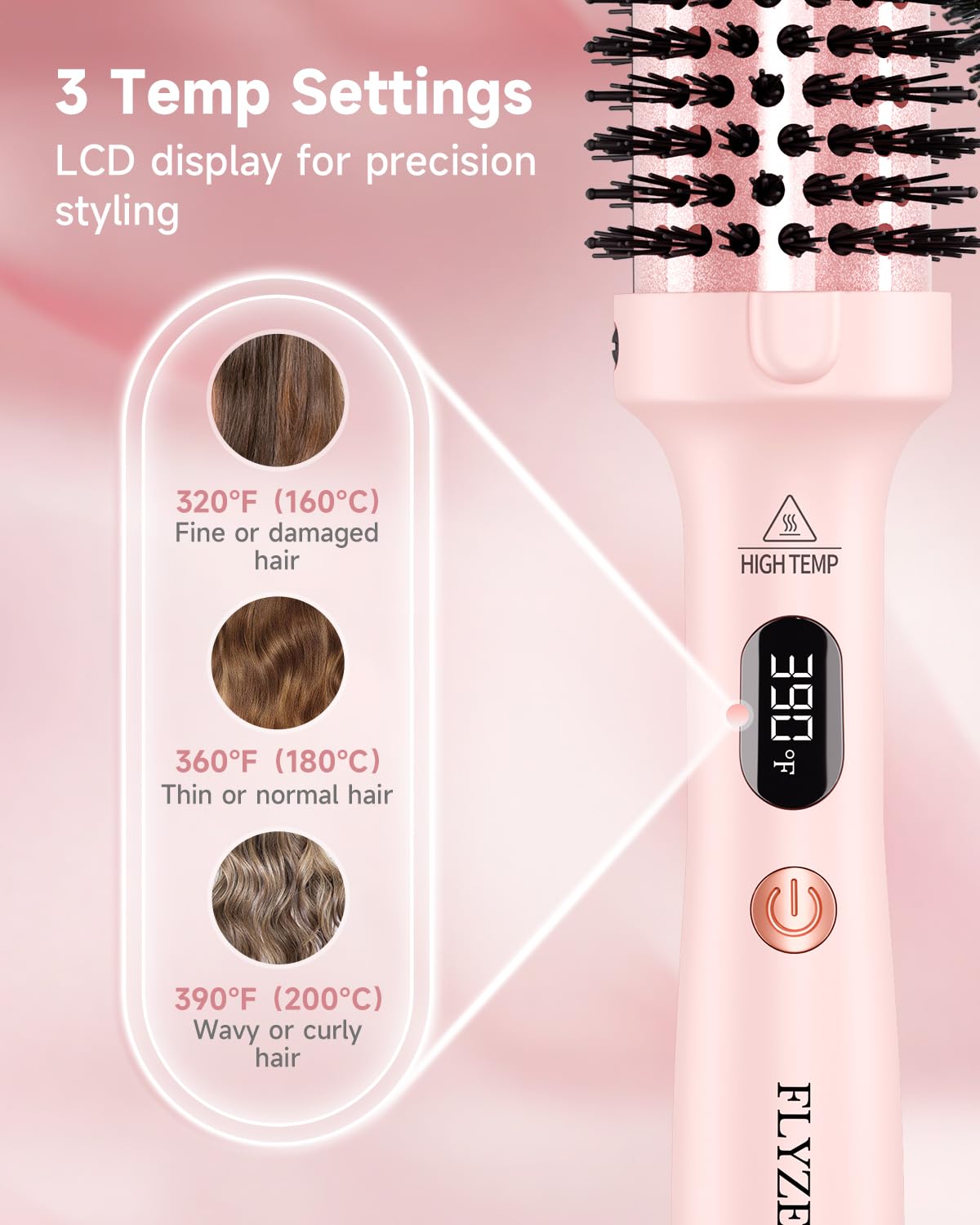 FLYZEMAA pink brush with snag-free bristles glides through hair