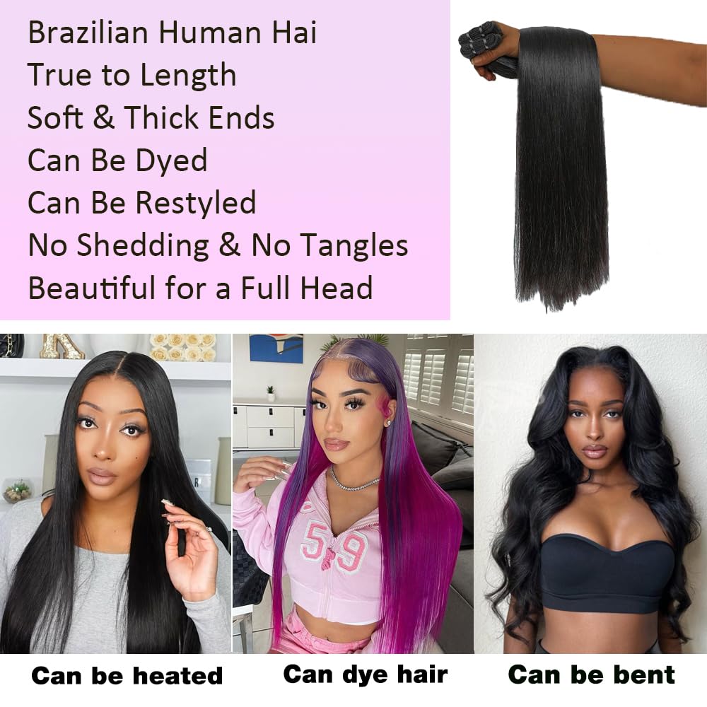 FMIDKOU 12A Brazilian hair bundles 24-inch straight for full volume