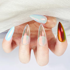 FNNZ aurora sirena polvo uñas, acabado iridiscente para estilo único