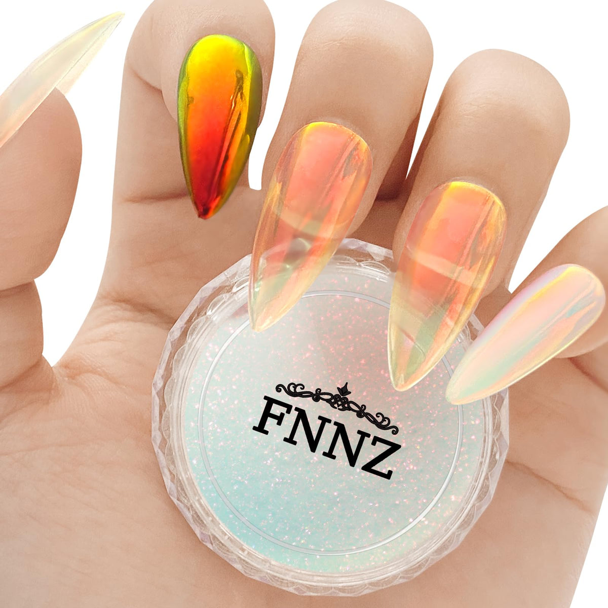 FNNZ unicorn chrome polvo uñas, efecto espejo duradero para manicura llamativa