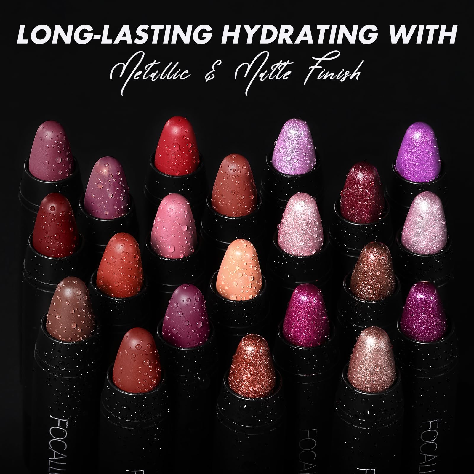 FOCALLURE Barra de labios Ultra Chic muestra de color real en labios para referencia.