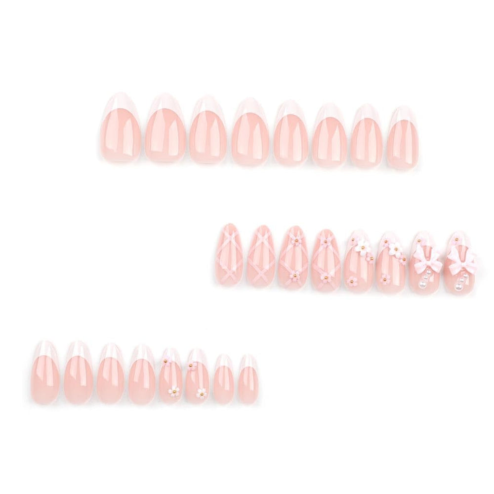 Foccna pink rhinestone nails with glossy finish for party-ready style.
