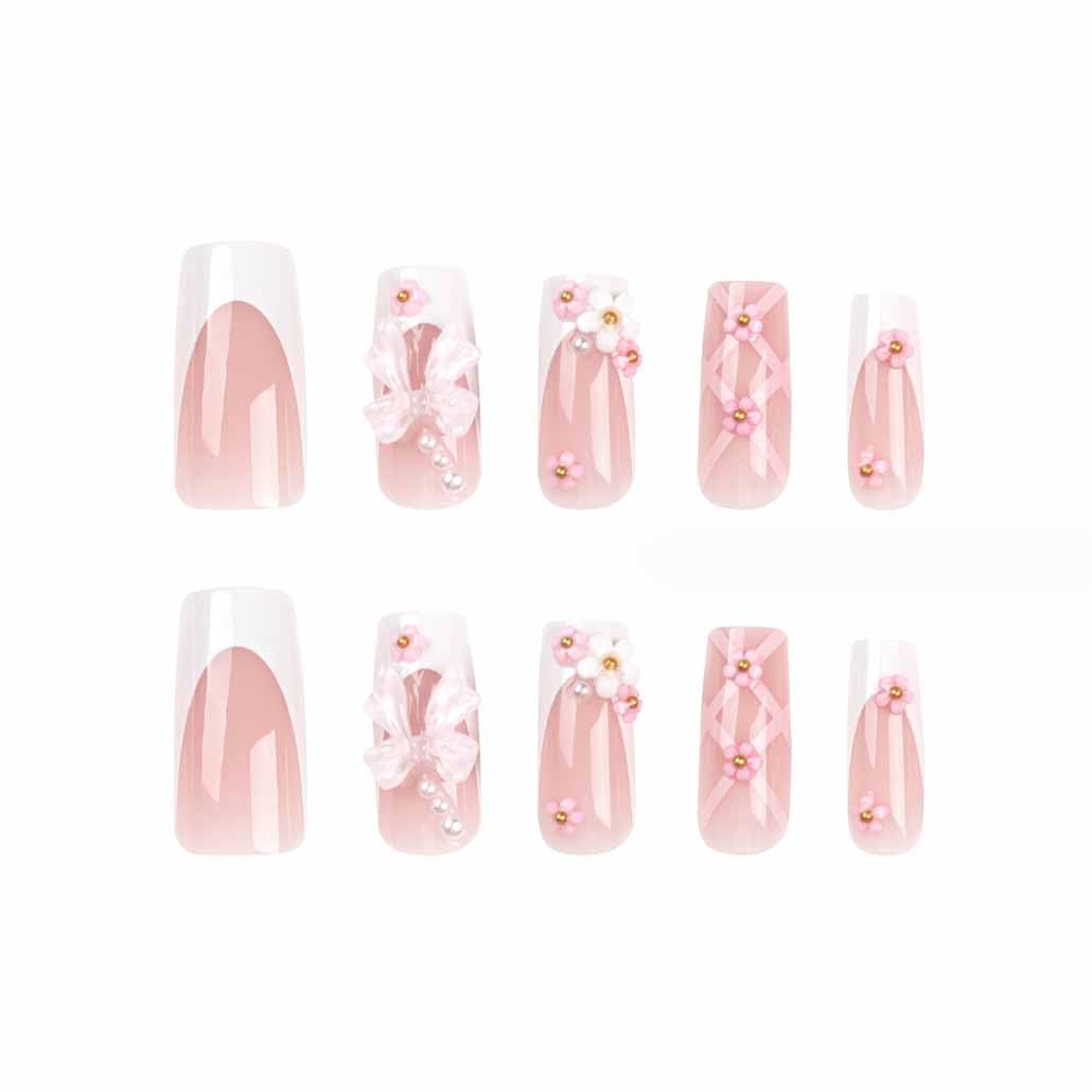 Uñas Foccna rosa con pedrería para eventos