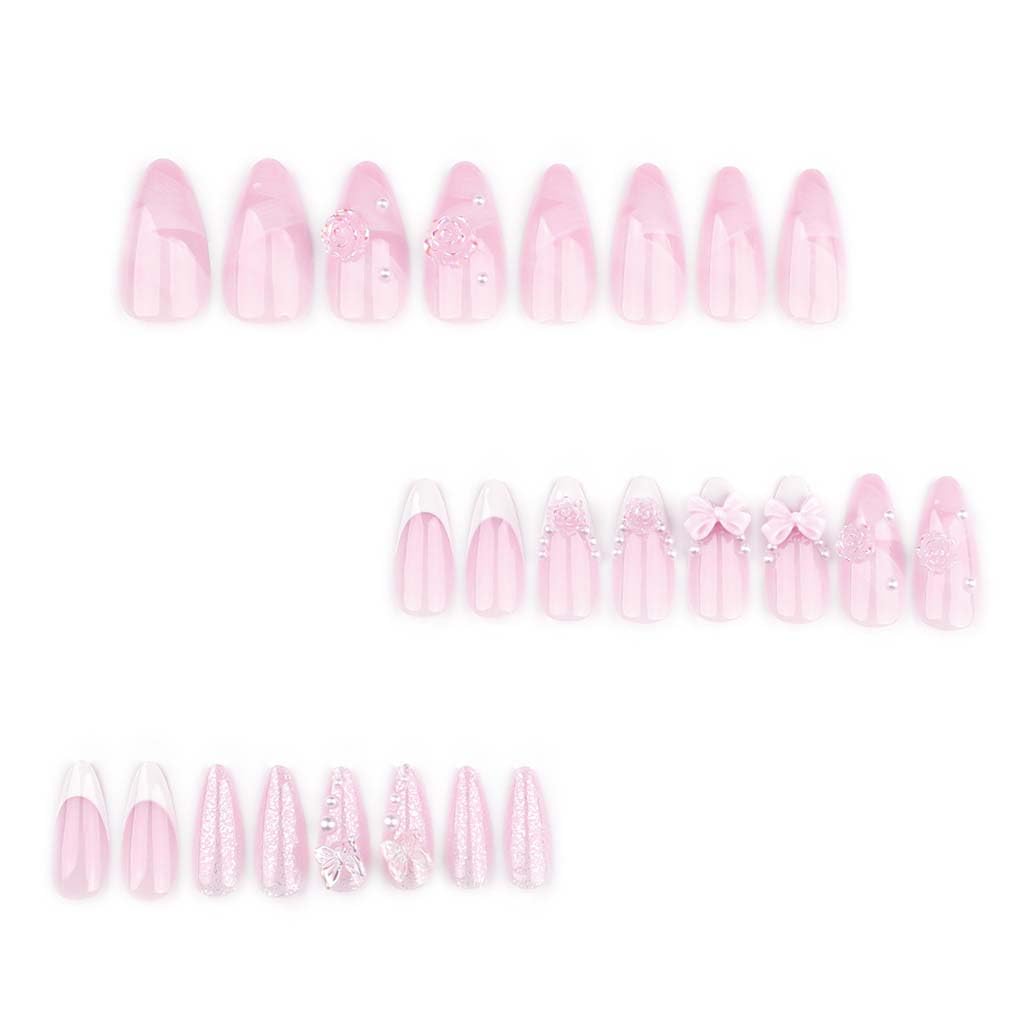 Uñas falsas Foccna frances rosadas, elegantes para ocasiones formales.