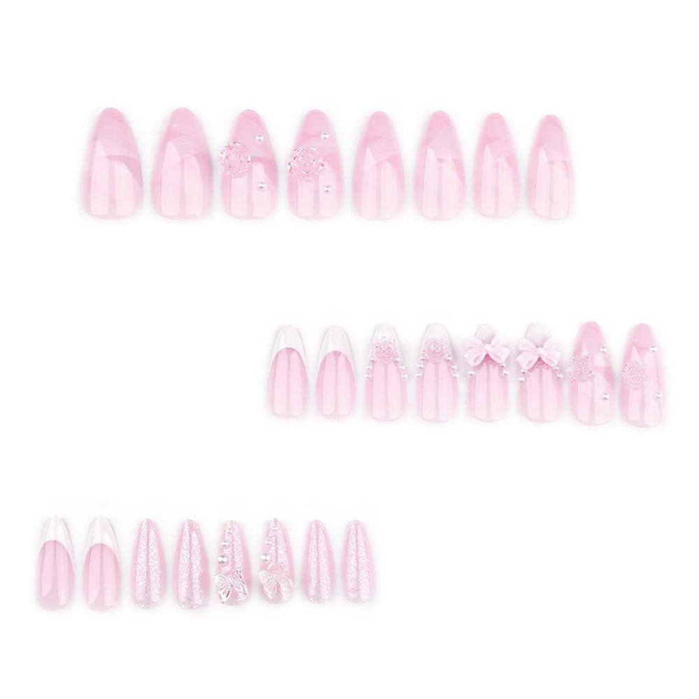 Uñas falsas Foccna frances rosadas, elegantes para ocasiones formales.