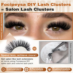 Focipeysa 100D lash extensions for dramatic wispy volume at home.