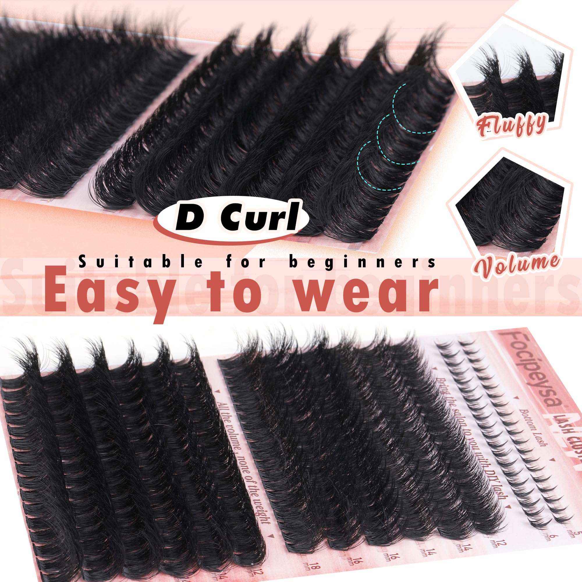 Focipeysa bottom lash volume clusters adding subtle eye depth