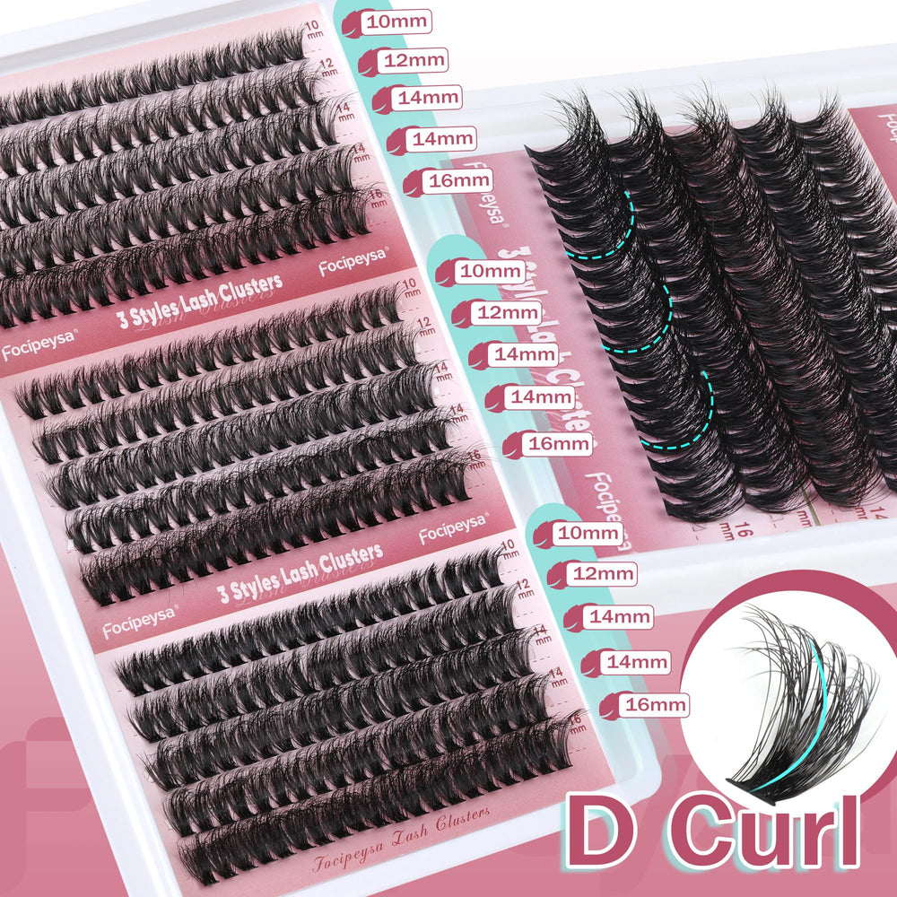 Focipeysa C-Curl lash clusters lift lashes without heaviness.