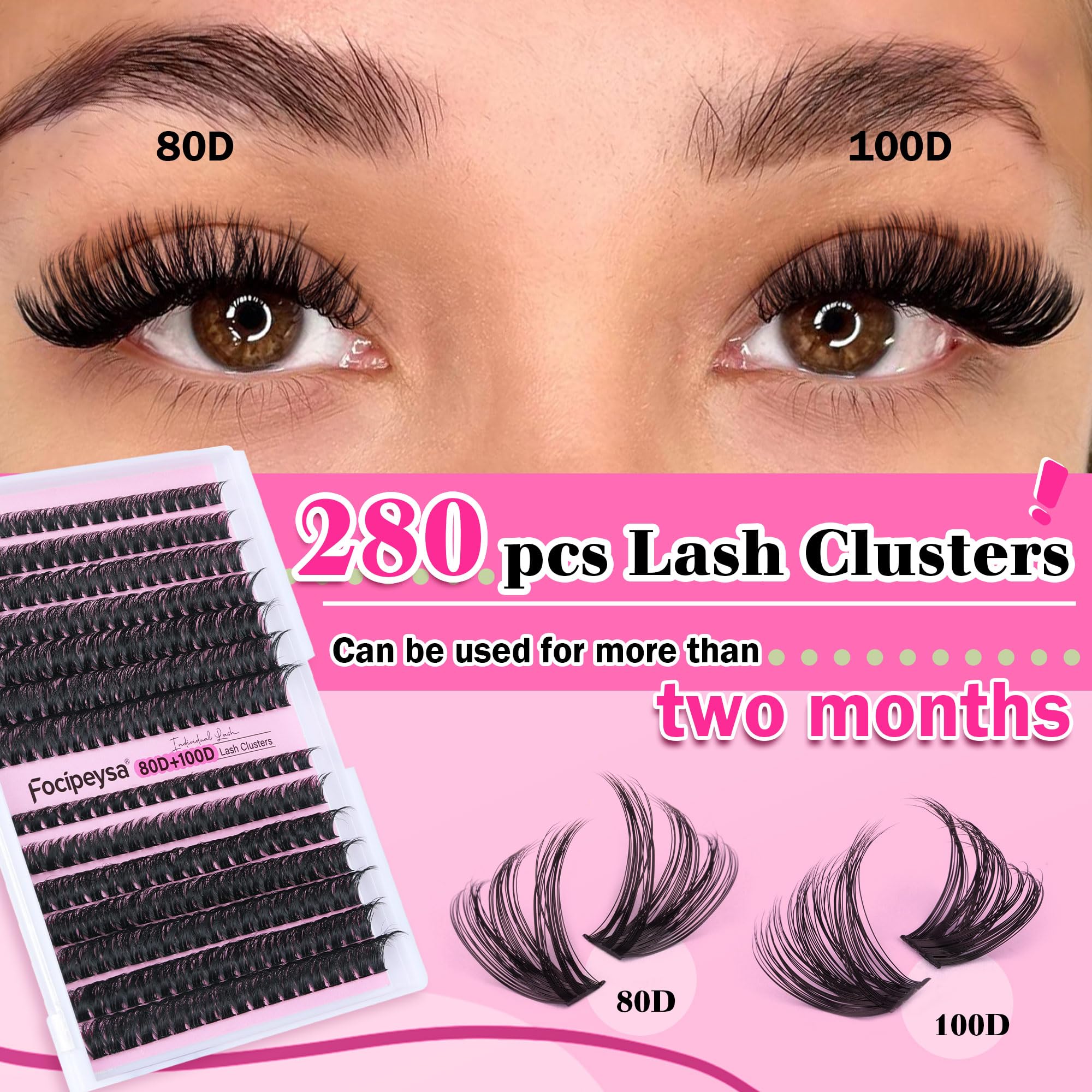 Focipeysa 8-16mm matte black cluster lashes for versatile looks