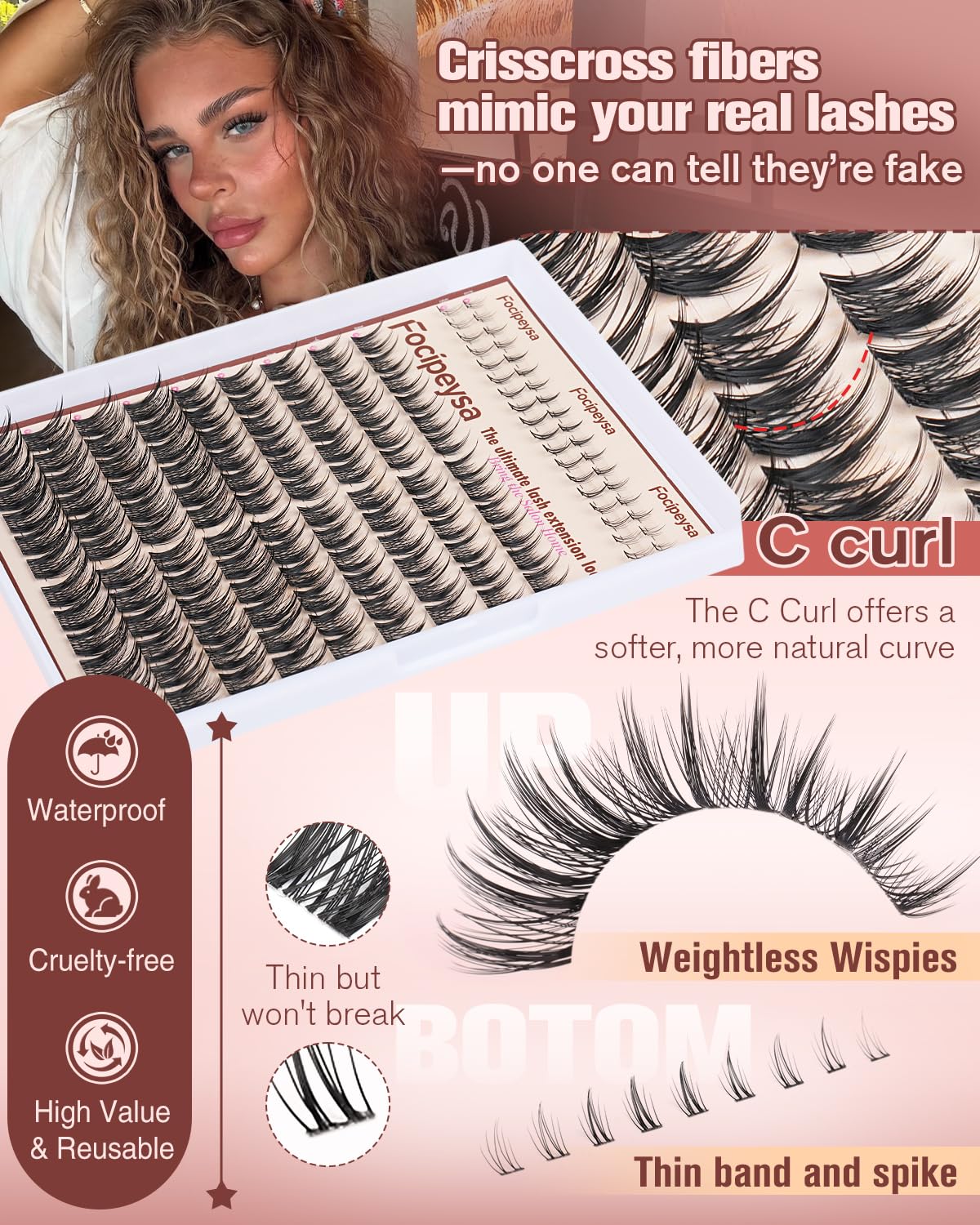 Focipeysa custom-density DIY lashes allow adjustable volume at home.