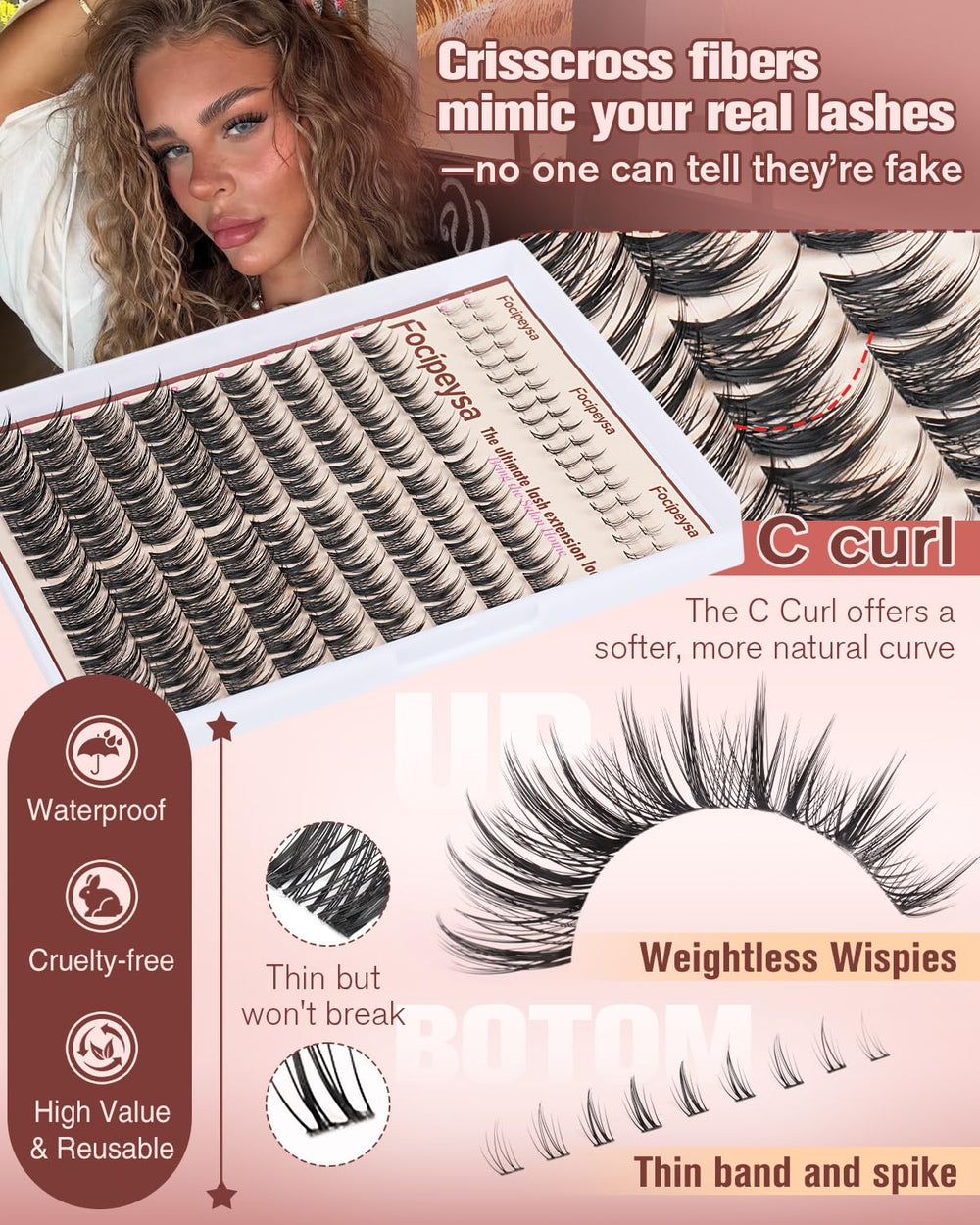 Focipeysa custom-density DIY lashes allow adjustable volume at home.