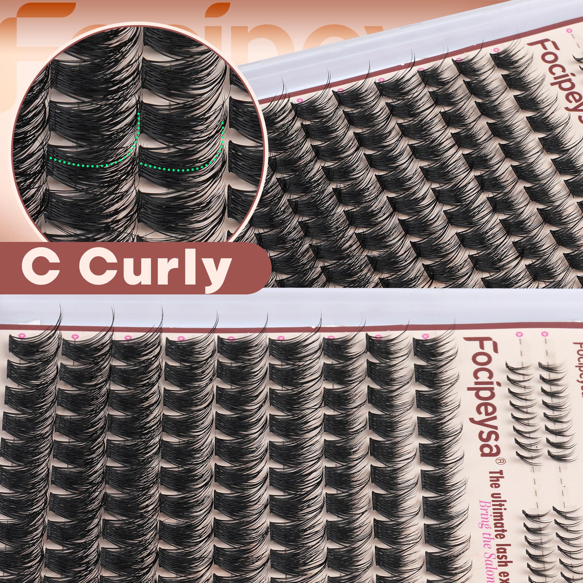 Focipeysa density-adjustable clusters to customize lash look