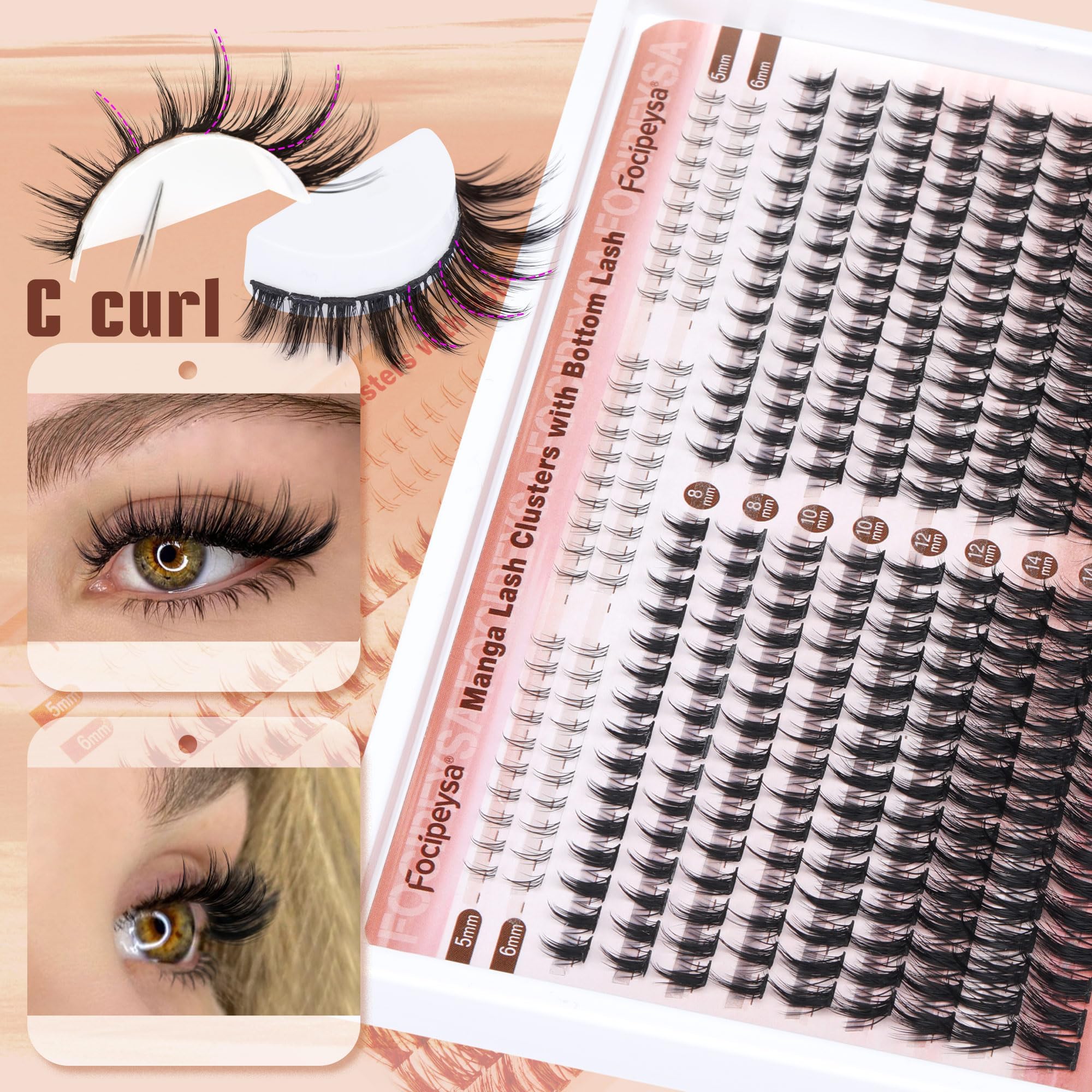 Focipeysa DIY manga lash pack with premium fibers for at home use