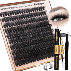 Focipeysa eyelash extension kit with 200pcs 80D lashes for quick DIY glamour.