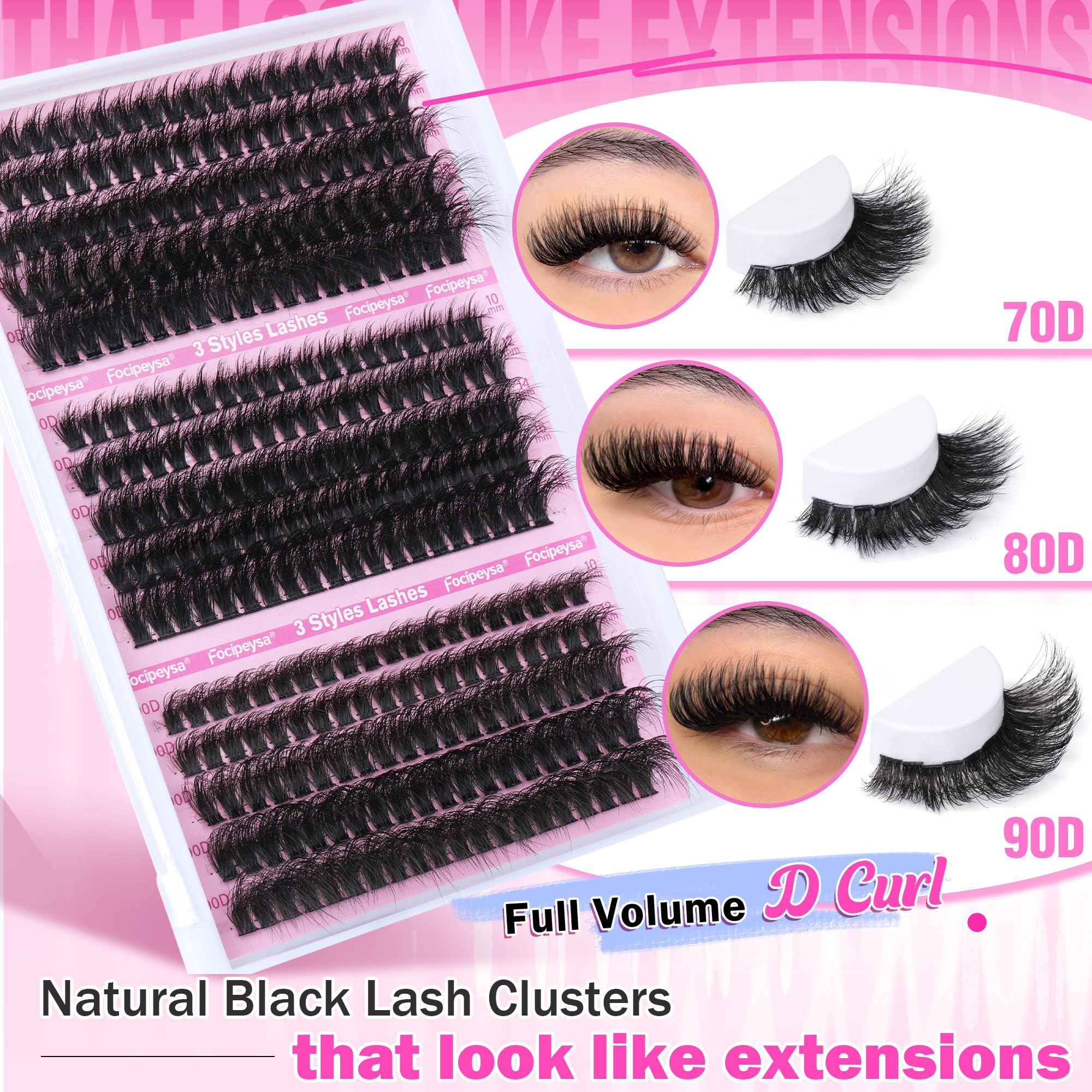 Focipeysa flexible lash band ensures comfortable wear all day.