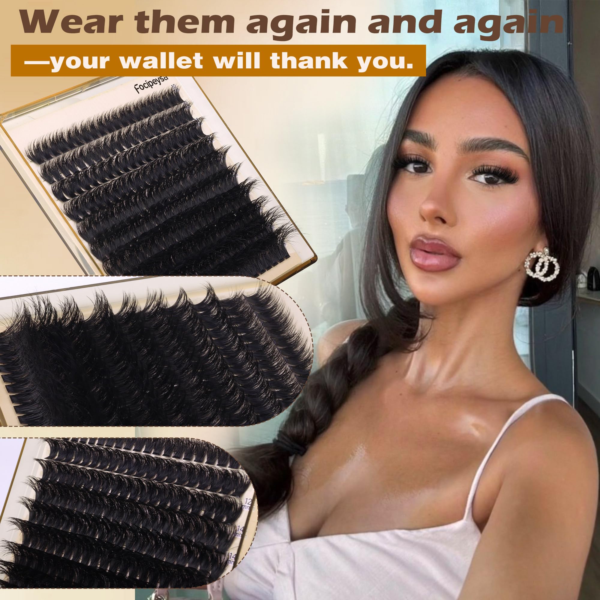 Focipeysa fluffy 200pcs clusters for versatile volume and drama.