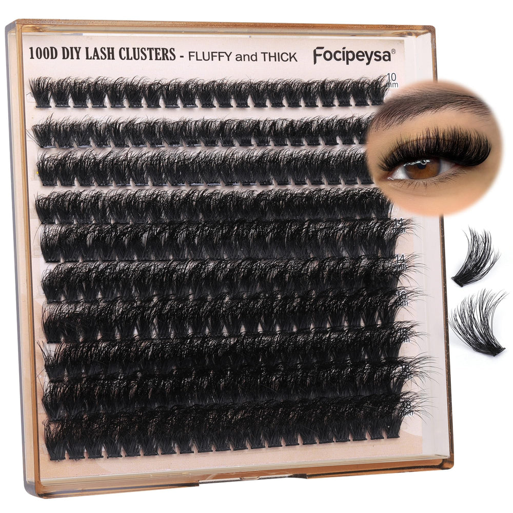 Focipeysa fluffy lash clusters in package for easy DIY lash layout.