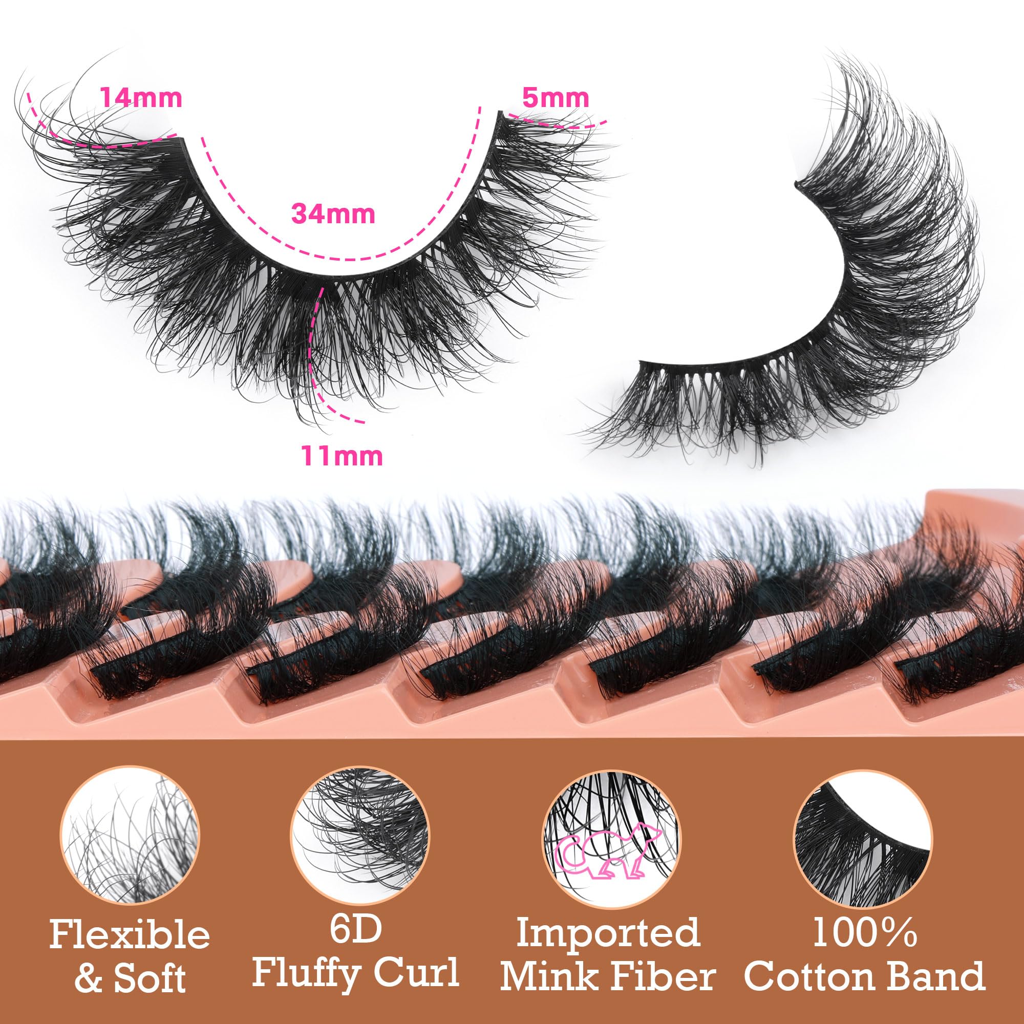 Focipeysa fluffy mink lashes pack for versatile daily looks.