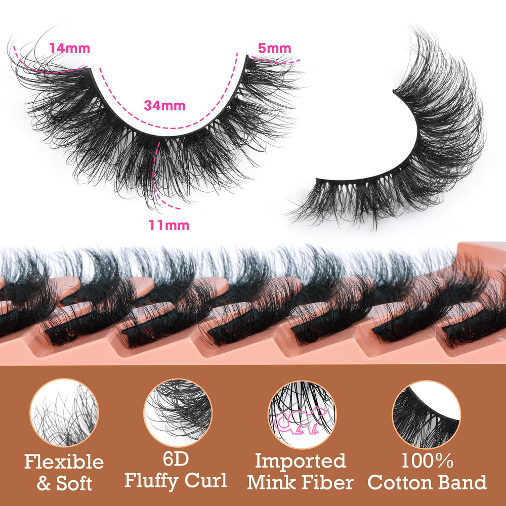 Focipeysa fluffy mink lashes pack for versatile daily looks.