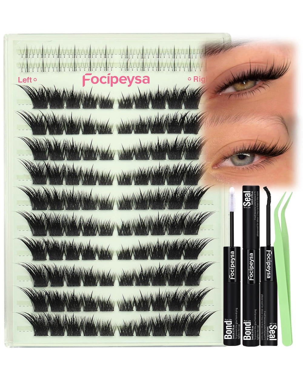 Focipeysa Fox Eye lash clusters kit for effortless salon-like lashes at home