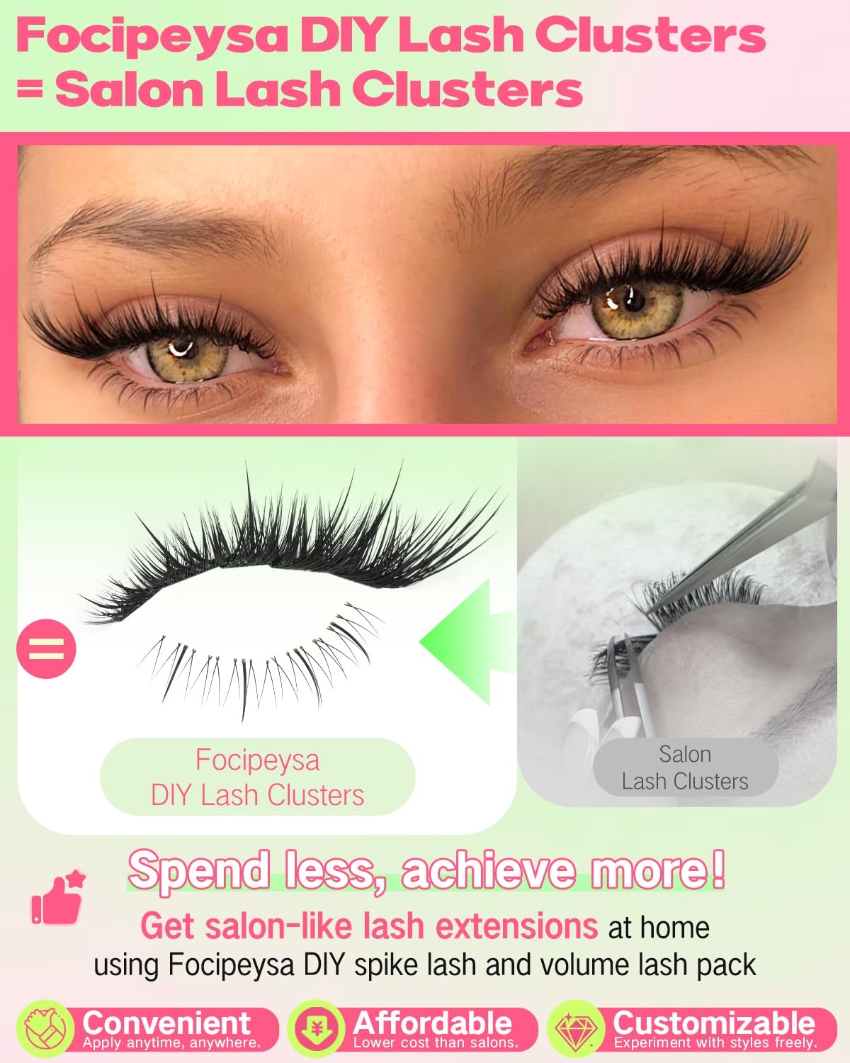 Focipeysa Fox Eye clusters vegan cruelty-free formula gentle on lashes