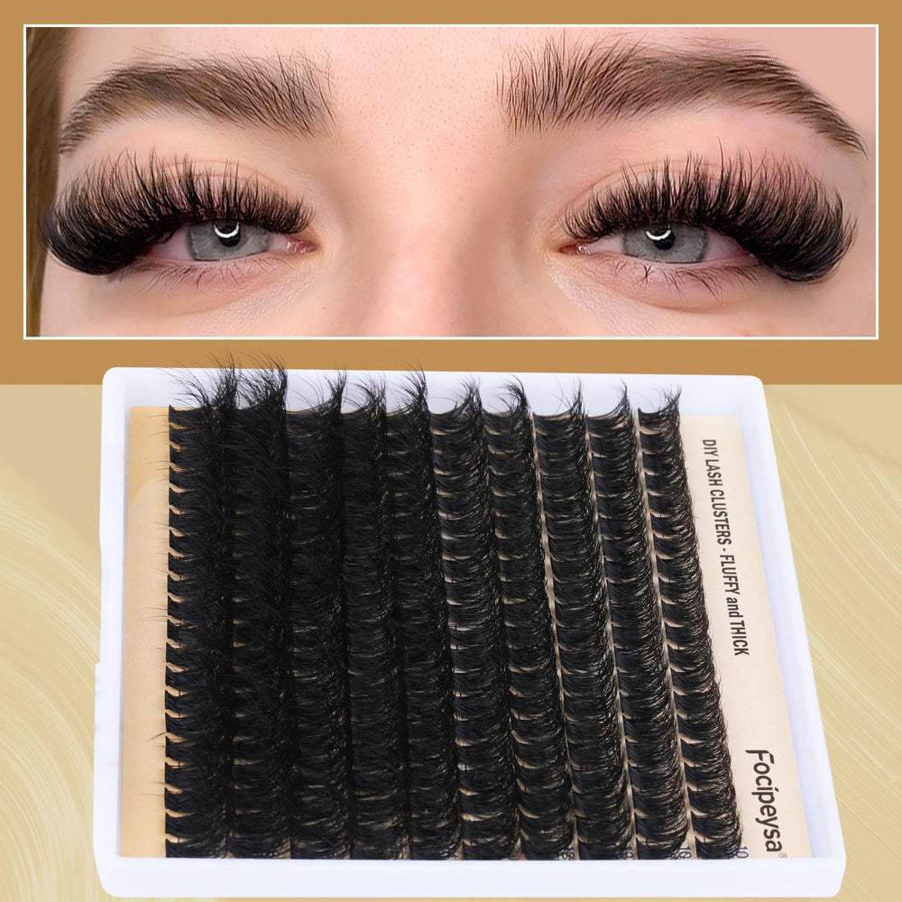 Focipeysa full-volume lash clusters offer versatile styling from cat-eye to round-eye.