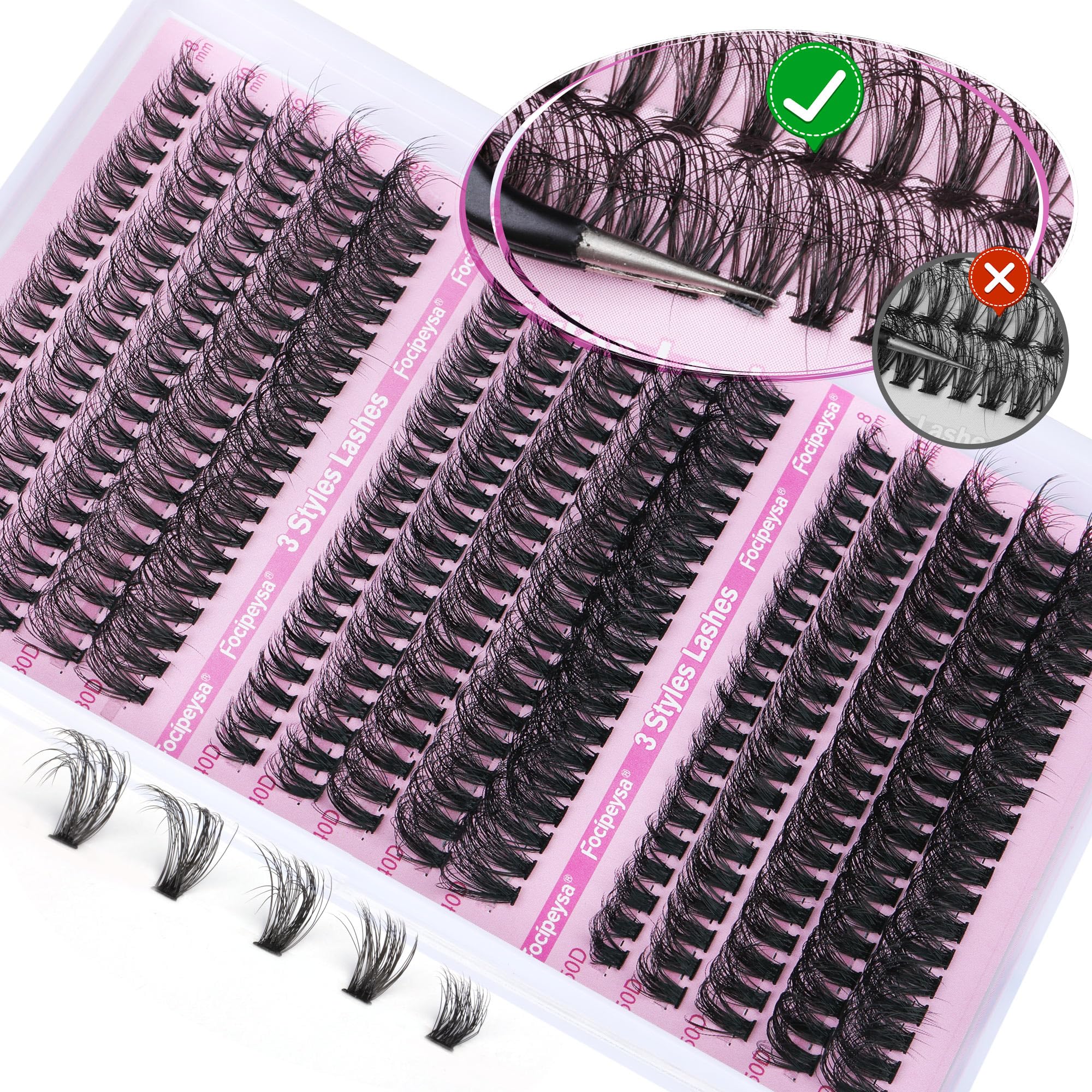 Focipeysa lash-bond application helps secure clusters with simple steps.