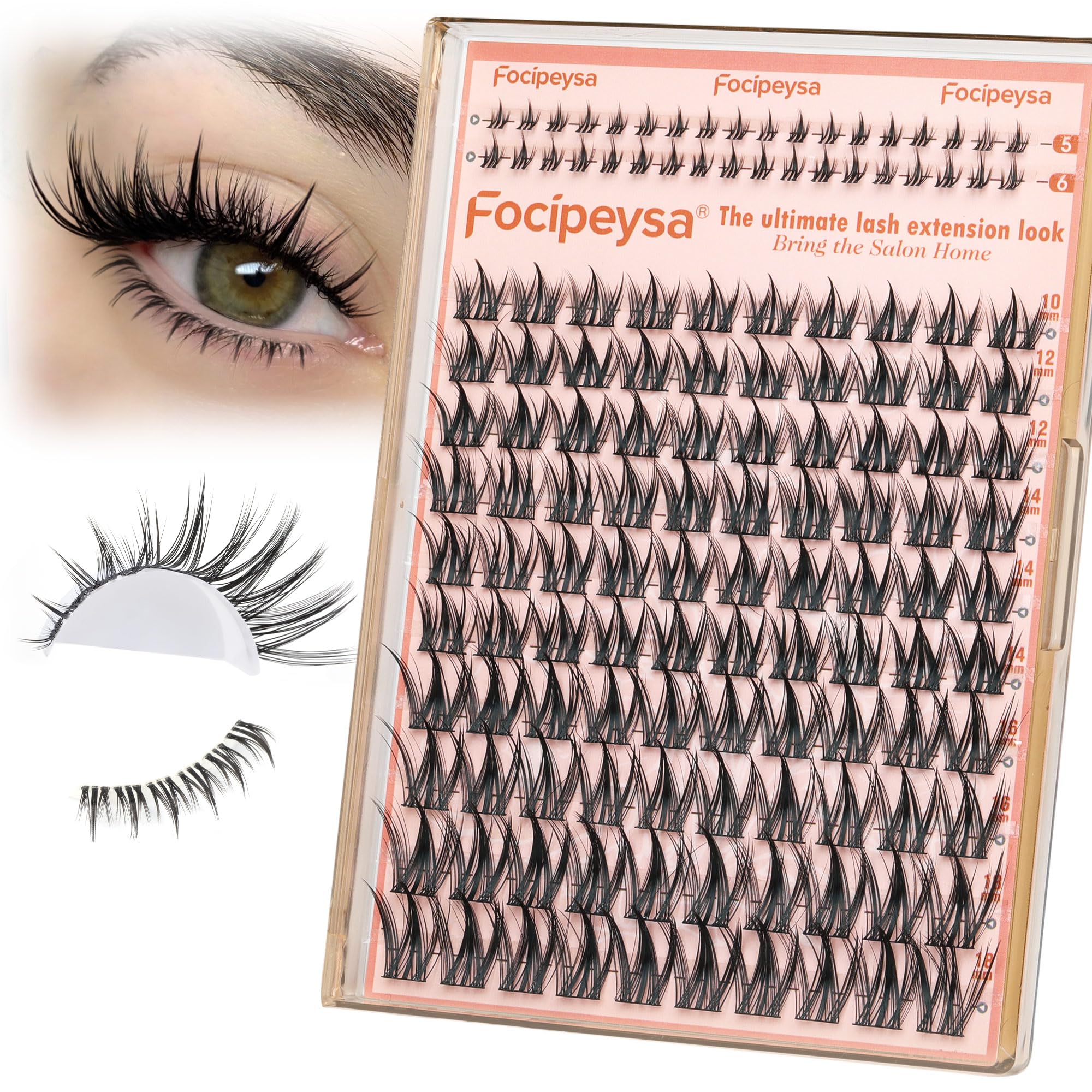 Focipeysa lash clusters wispy 10-18mm for natural day-long volume