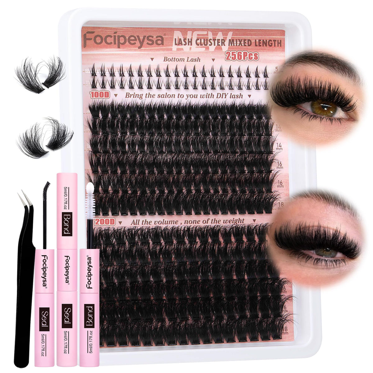 Focipeysa lash extension kit full volume for at-home glam looks.