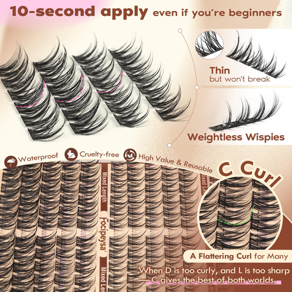 Focipeysa Lashes Clusters Compact Pack highlights portability for on-the-go touch-ups.