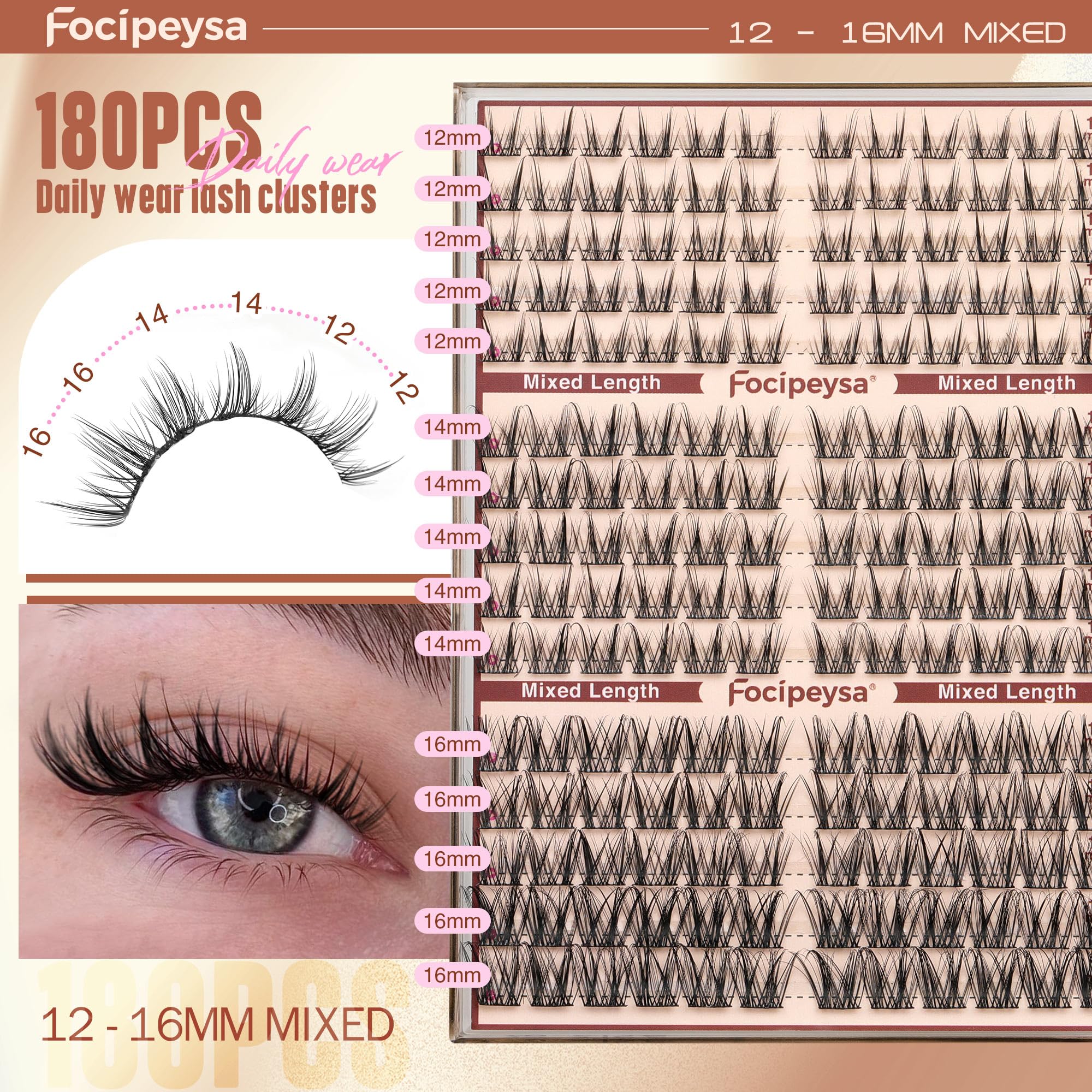Focipeysa Lashes Clusters DIY 1-minute application for beginners.