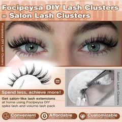 Focipeysa manga lash extensions 8-16 mm swatch demonstrating length options