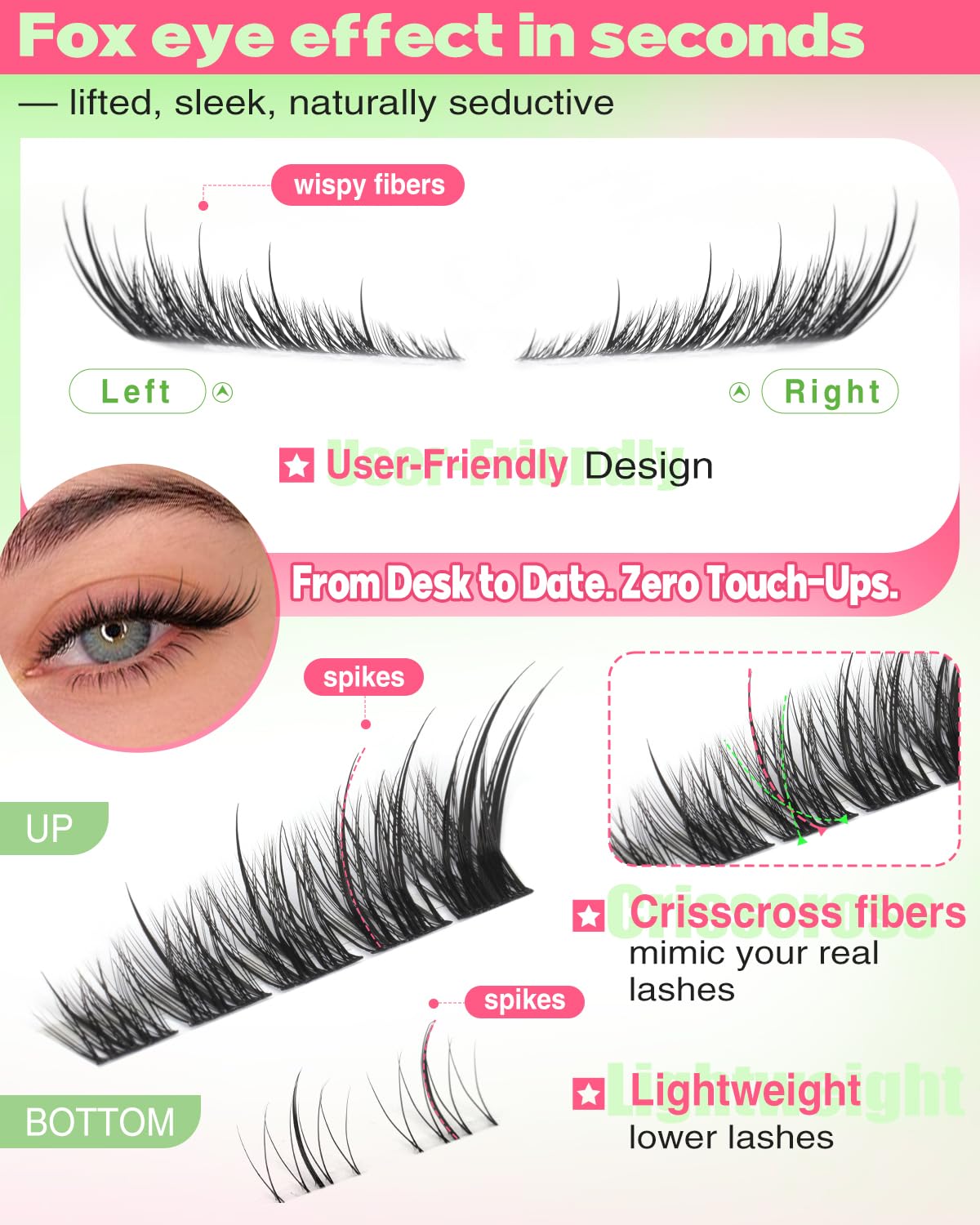 Focipeysa soft-band lash clusters offer quick, beginner-friendly application and seamless blending.