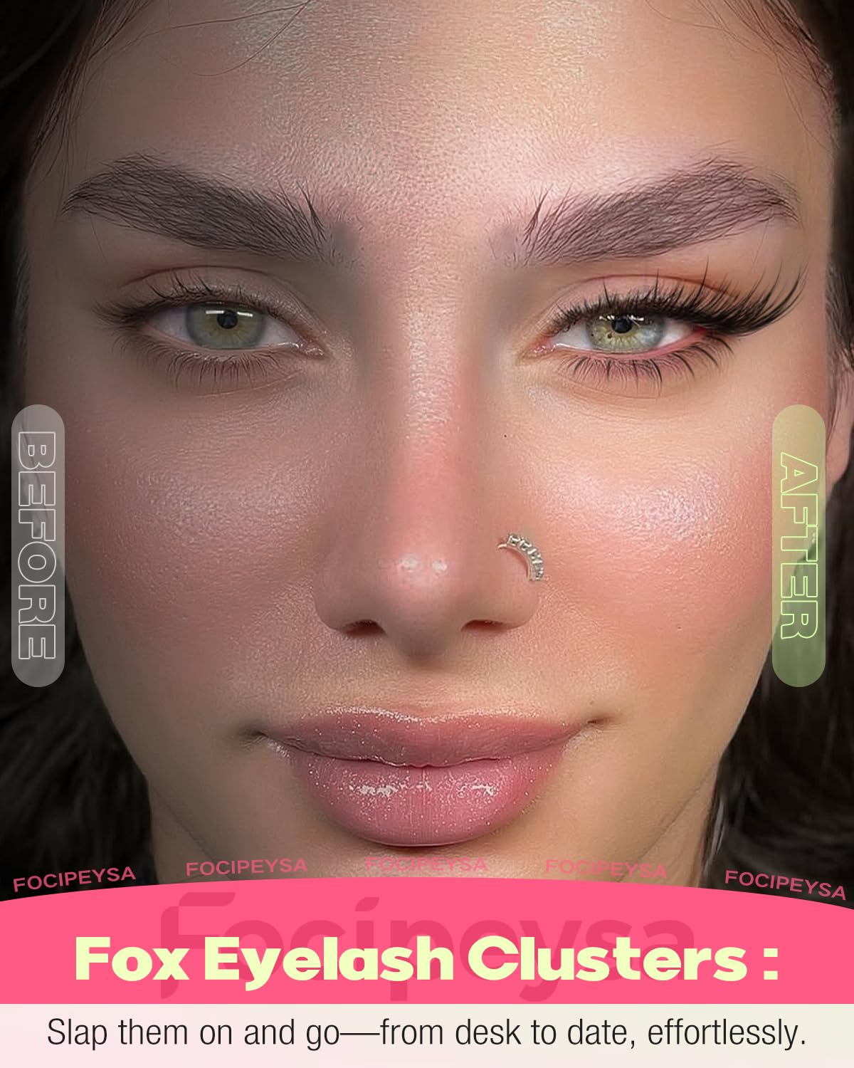 Focipeysa spiky extensions visualize fox-eye focus with lightweight comfort.