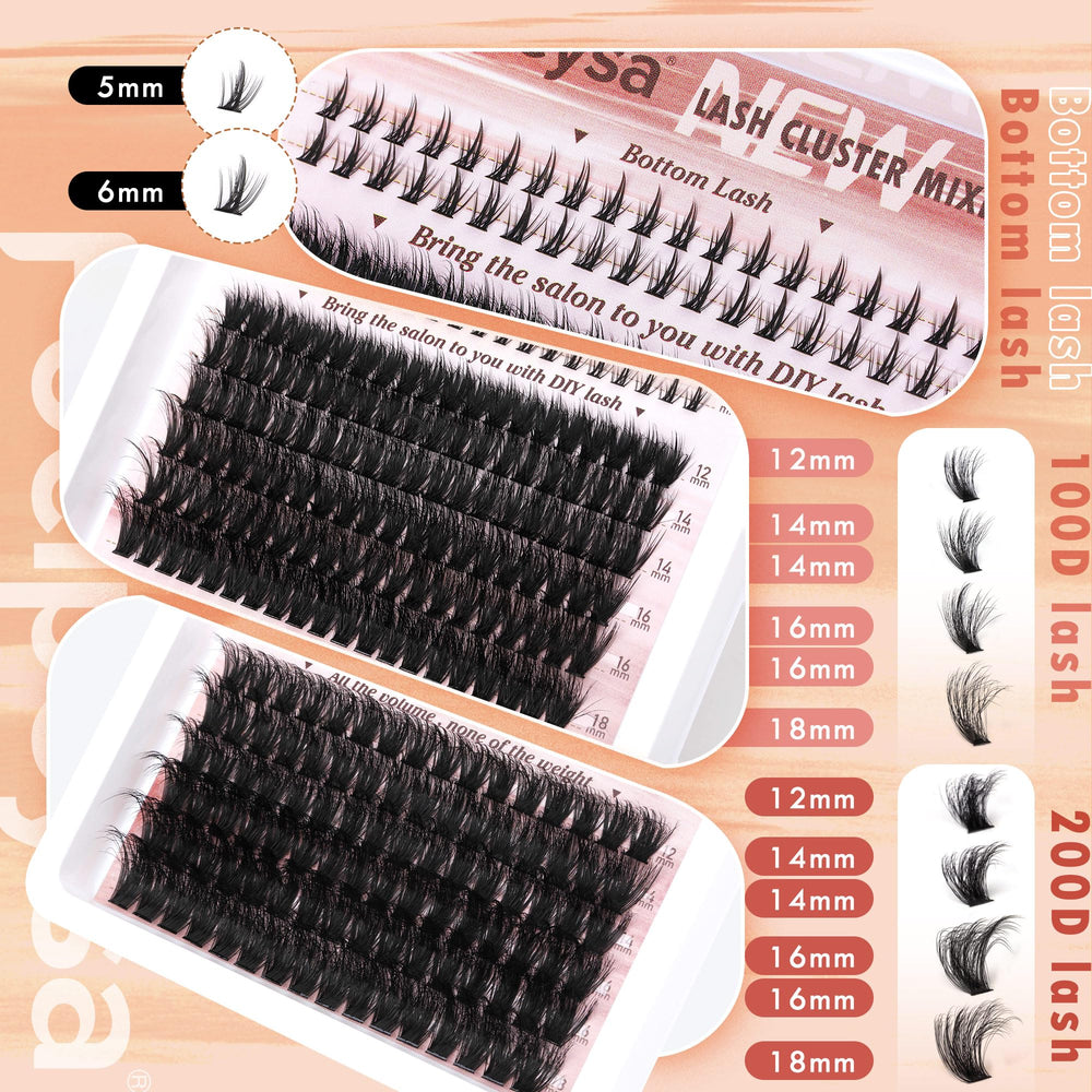 Focipeysa thick lash clusters (12-18mm) for dramatic density.
