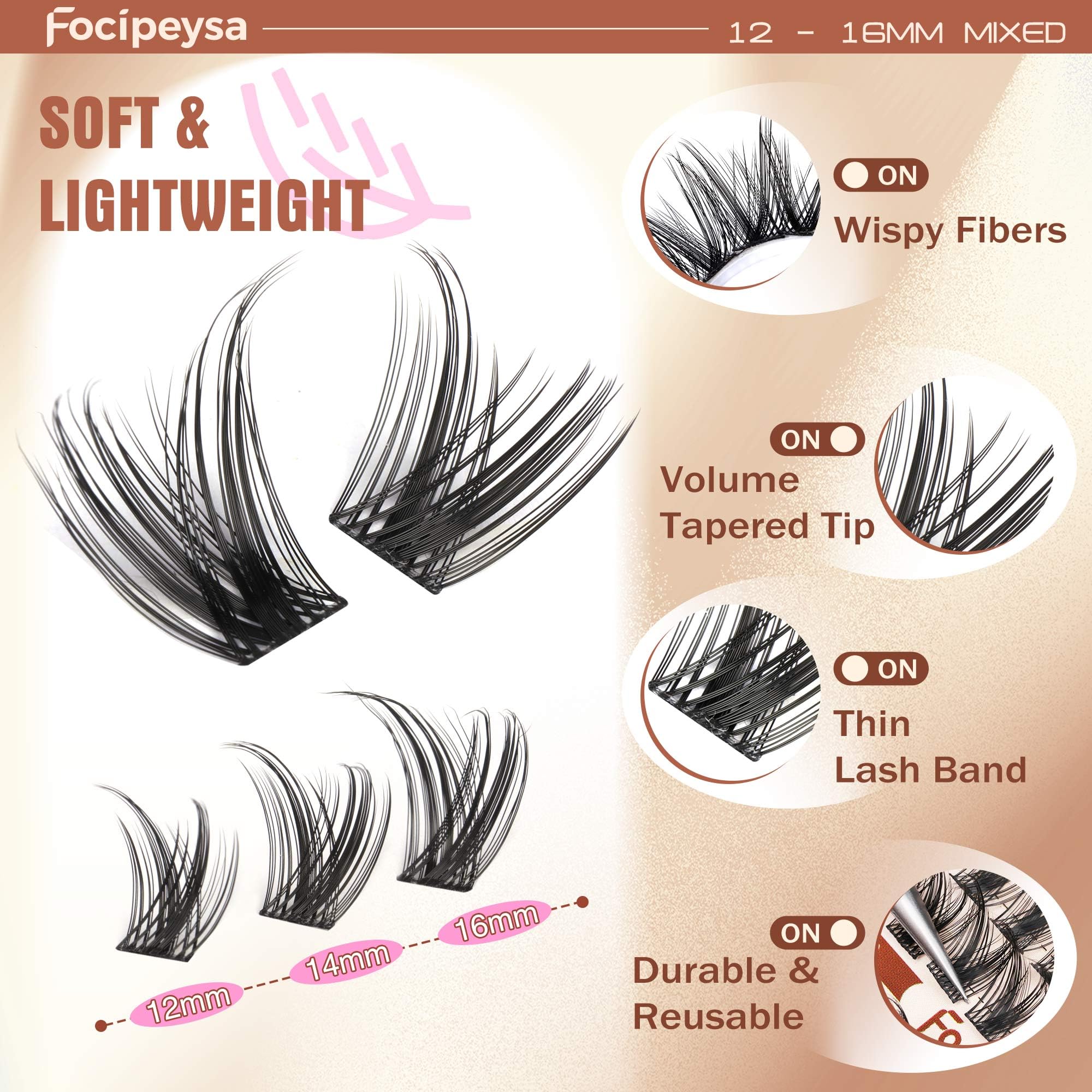 Focipeysa vegan soft material lashes offer cruelty-free extensions