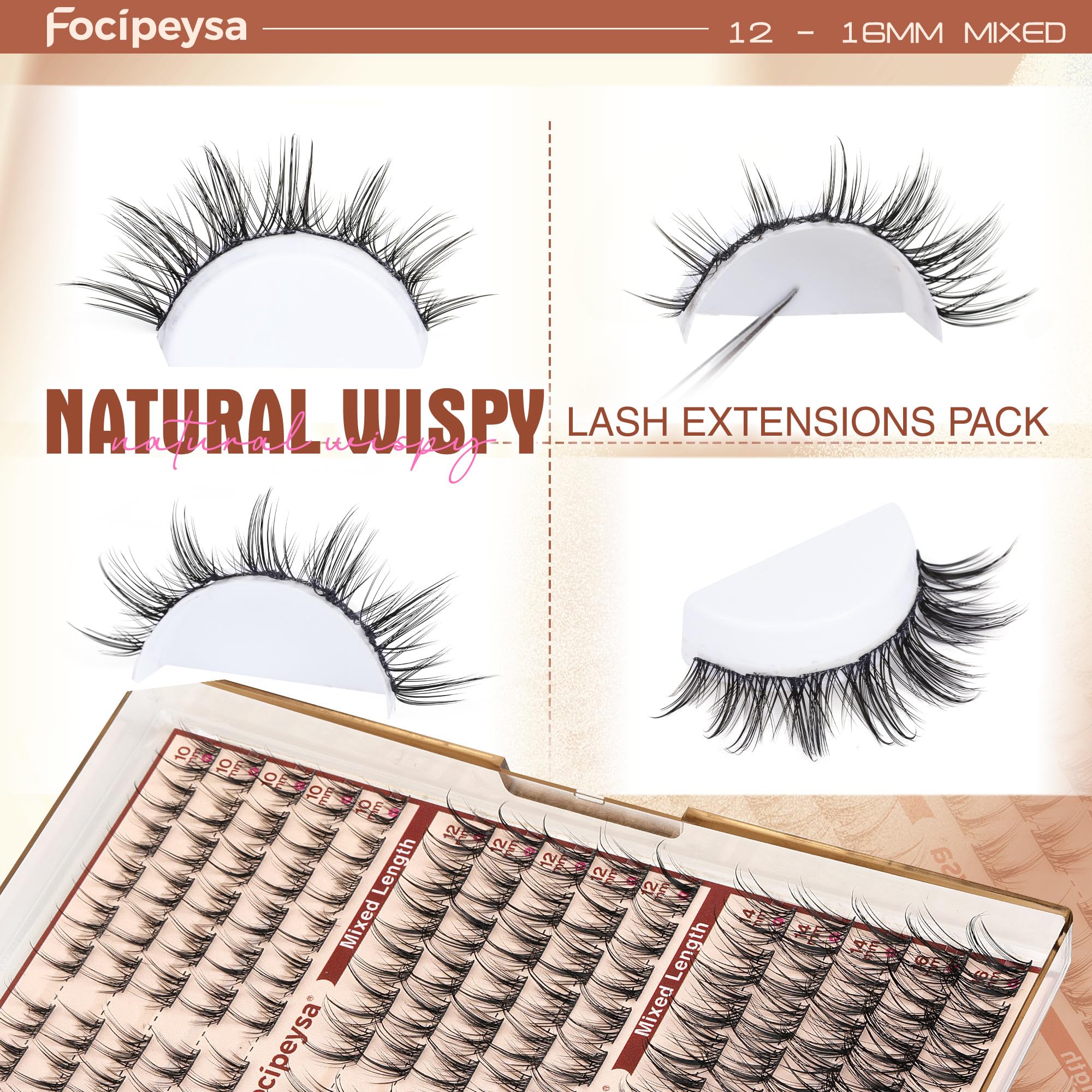 Focipeysa waterproof lash clusters for daily wear