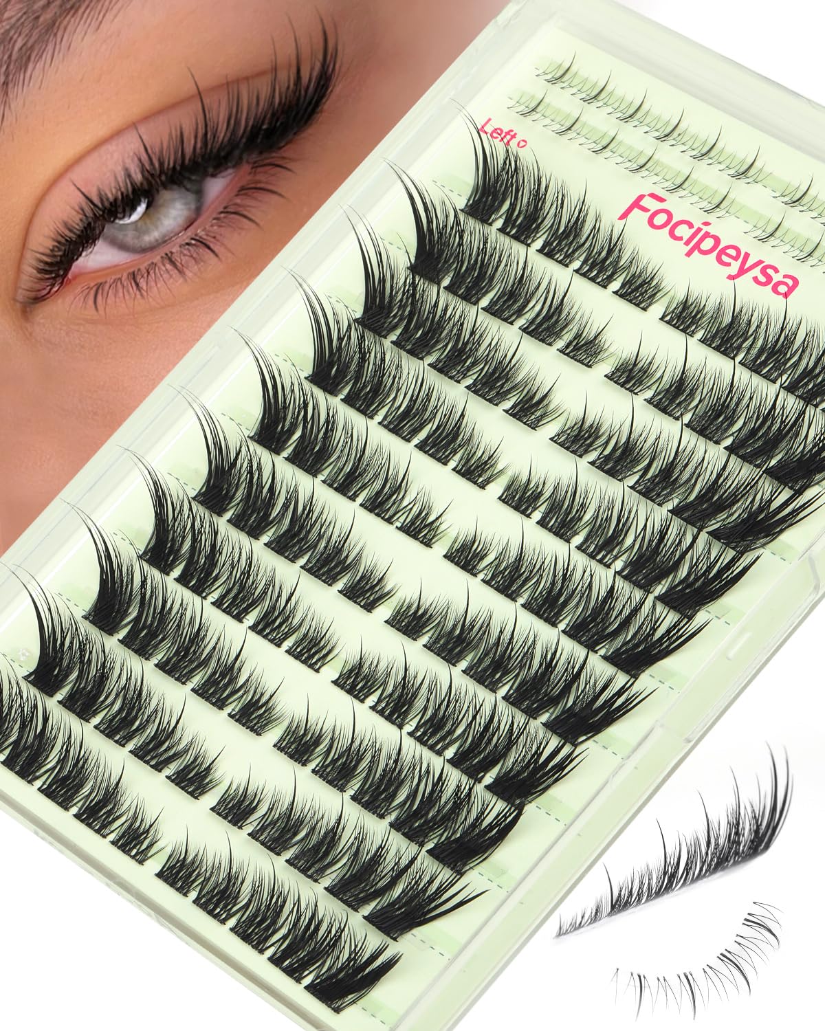 Focipeysa wispy lash clusters in 10-18mm for natural drama and all-day wear.