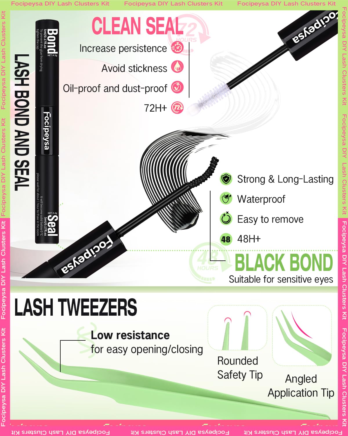 Focipeysa wispy lash clusters 10-18mm for natural or dramatic looks