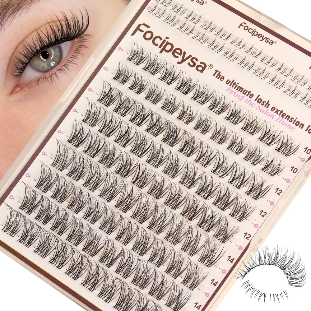 Focipeysa Wispy Lash Clusters natural black clear band for a natural look at home