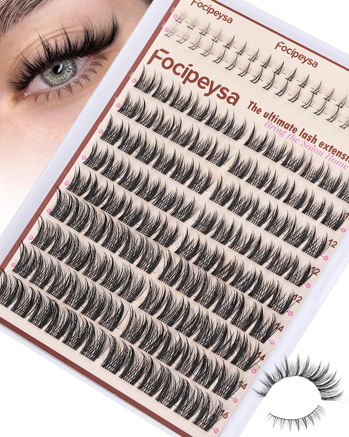 Focipeysa wispy lash clusters pack for an easy at-home, natural enhancement.