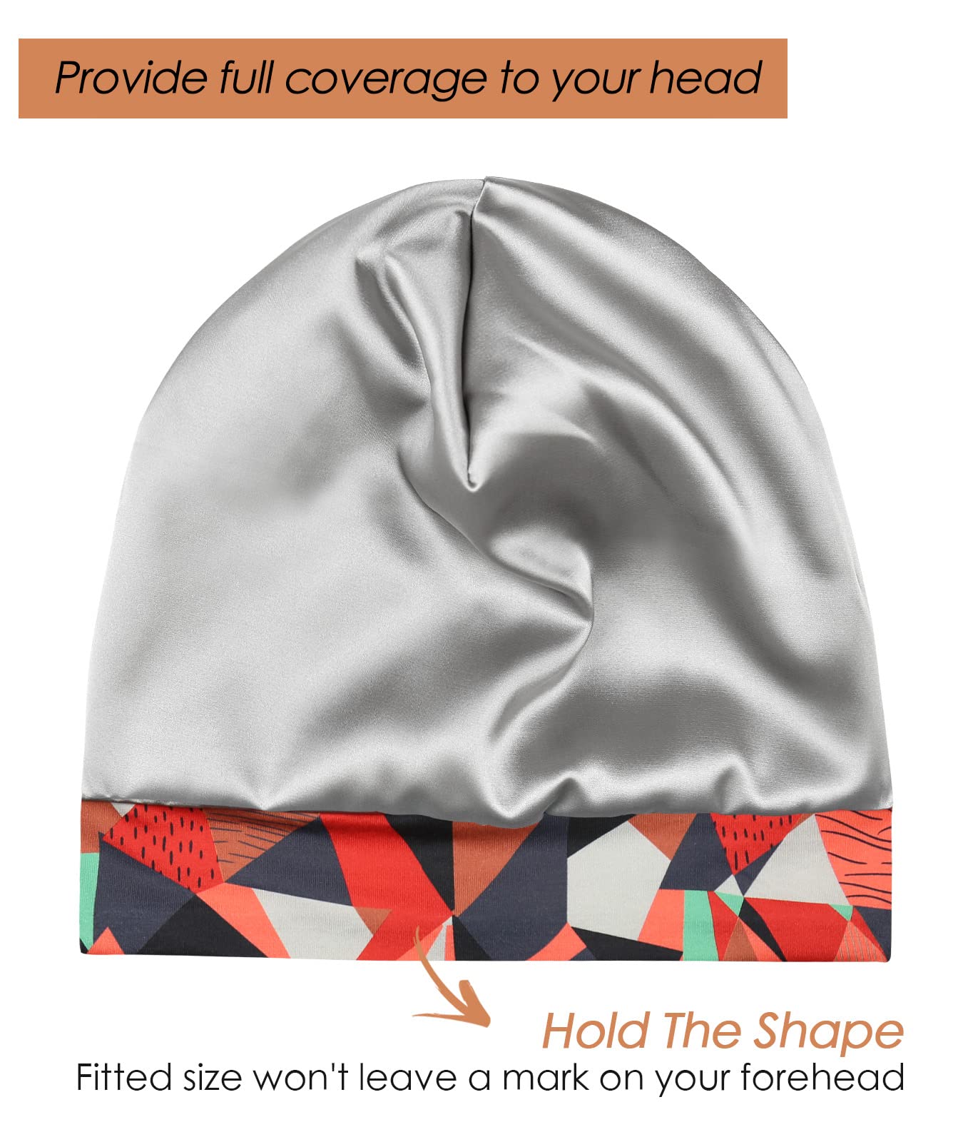 FocusCare gorro satinado para cabeza grande mantiene la cabellera suave toda la noche