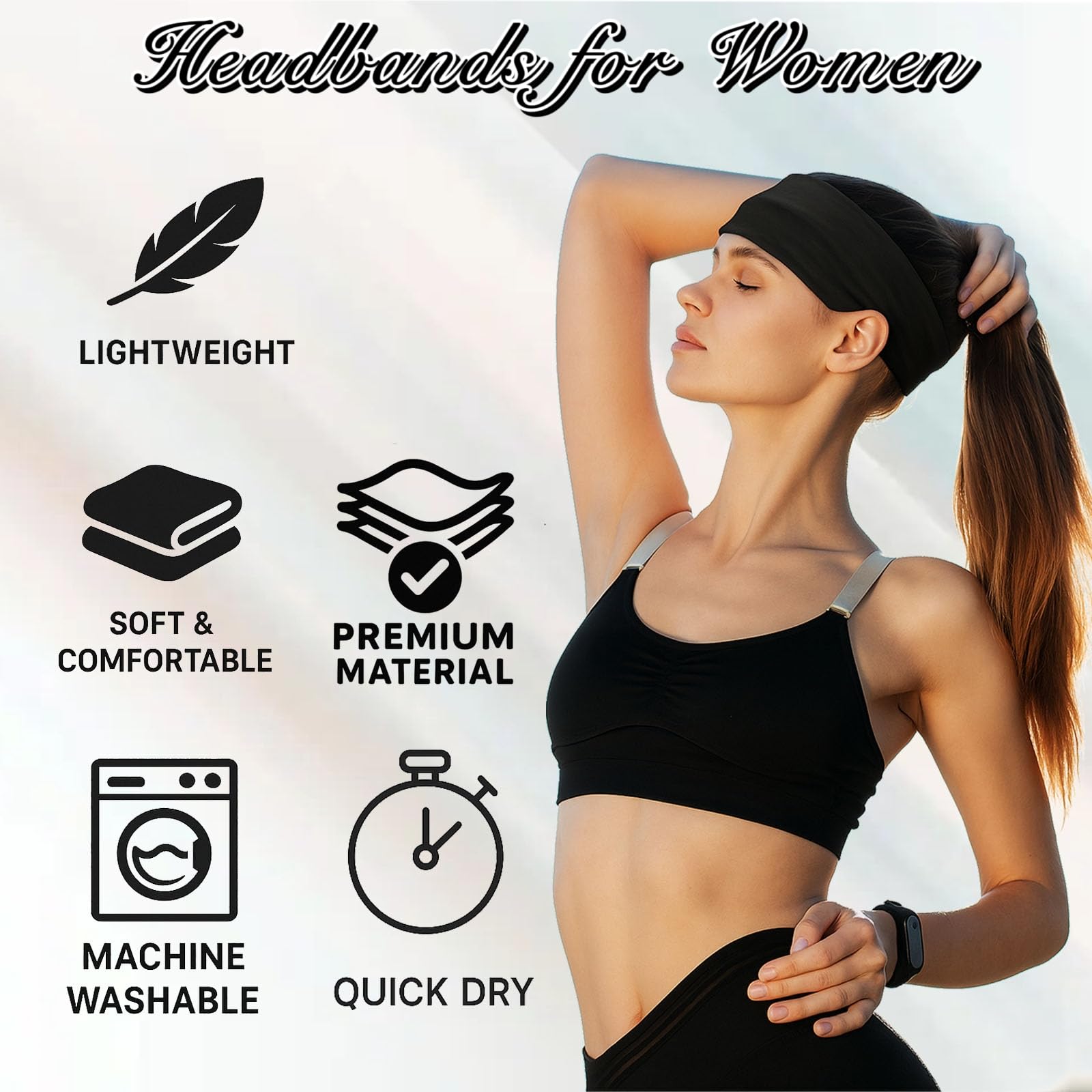 FODALUN bandanas antideslizantes para mujer, ajuste cómodo para ejercicio.